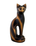 Cat Figurine Copper Color Urn- MS